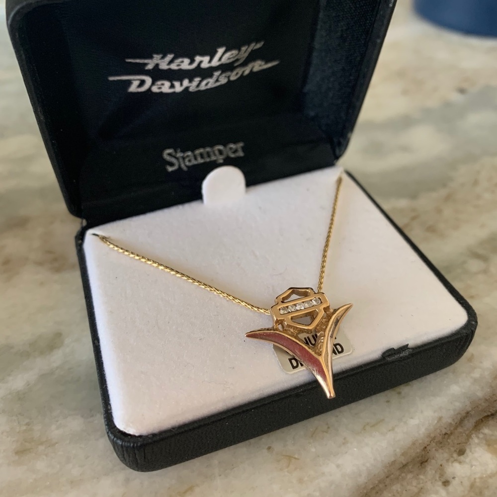 10k gold Harley Davidson Necklace